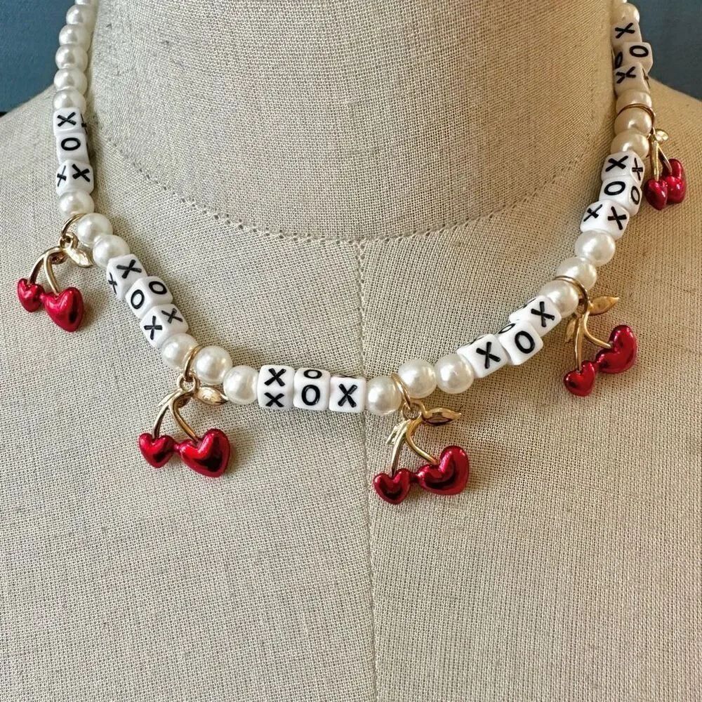 Betsey Johnson RED HOT HEARTS CHERRY NECKLACE